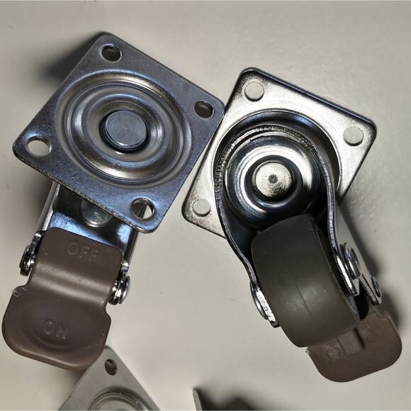 4pc soft rubber small locking caster wheels. 1". JGJC for furniture. Tiny lock - Picture 7 of 13